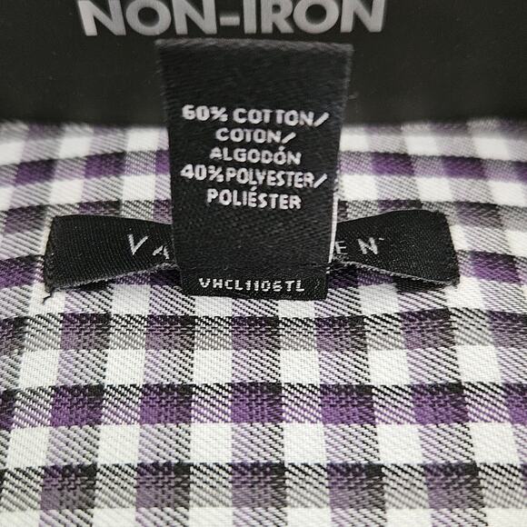 Van Heusen Non-Iron Long Sleeve Button Front Shirt Plaid sz L NIP - Picture 5 of 8